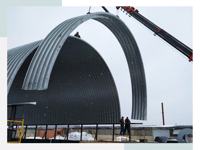 Полукруглые ангары в Курганинске